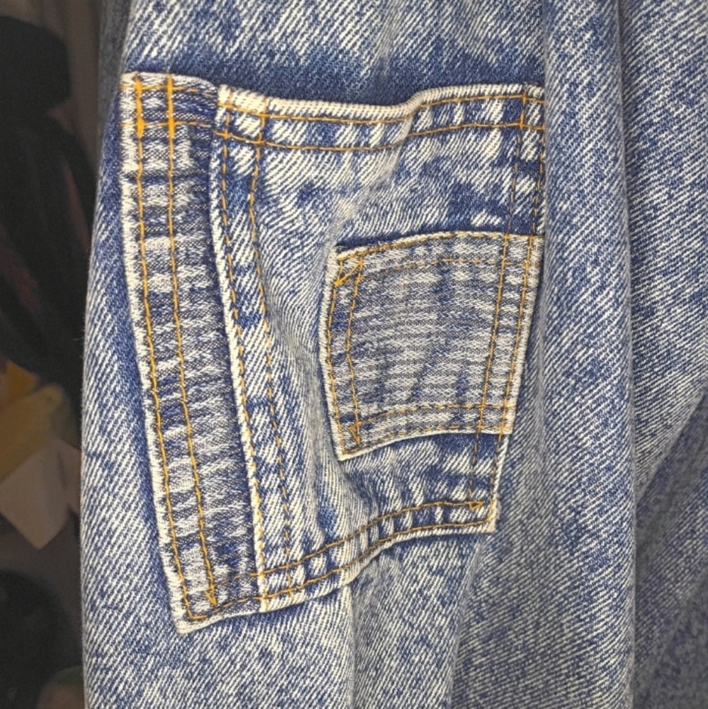 Acid Wash High Quality Denim Jacket Artisan Designed Bomber Style Men's Large - Picture 7 of 13